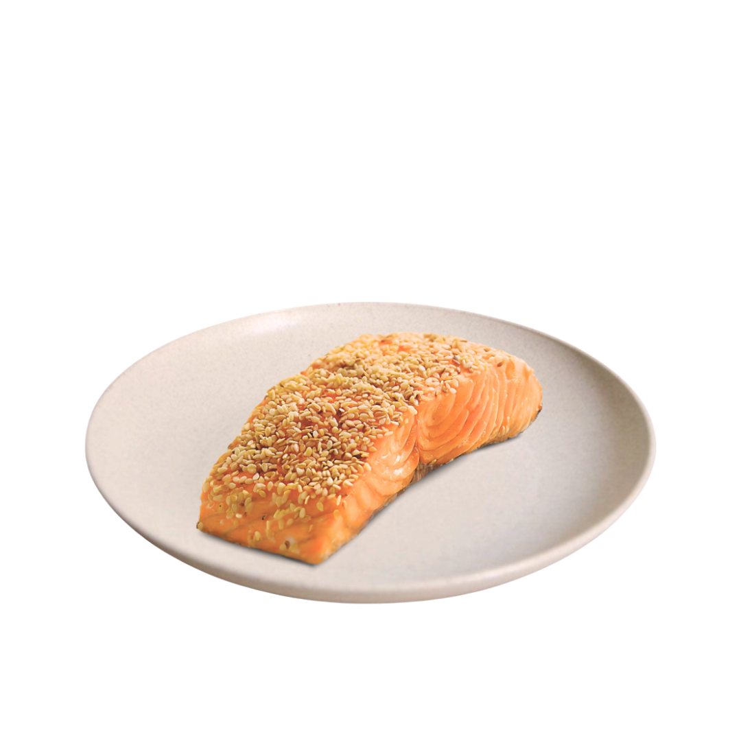 119 - Salmão Selecionado com Crosta de Gergelim Assado Temperado