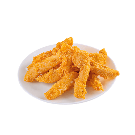 134 - Tirinhas de Frango Orgânico Assado com Cobertura de Flocos de Milho Orgânico - (120g)