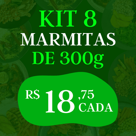 Kit Gourmet com Novos Veganos e Proteínas Nobres - 8 Marmitas de 300g cada