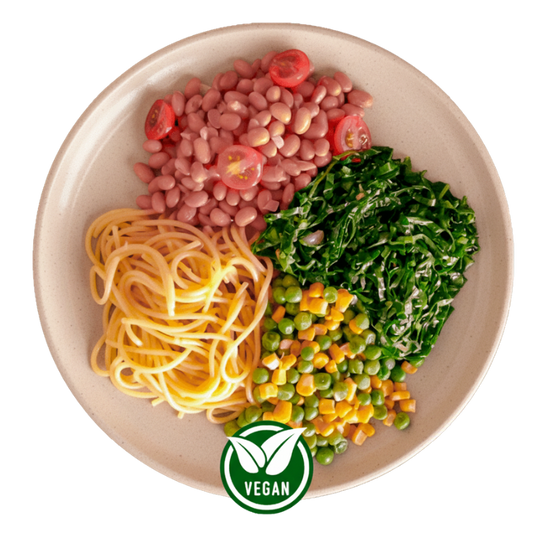 331 - Espaguete de Arroz, Tomate, Soja em Grão Orgânica, Couve, Milho e Ervilha