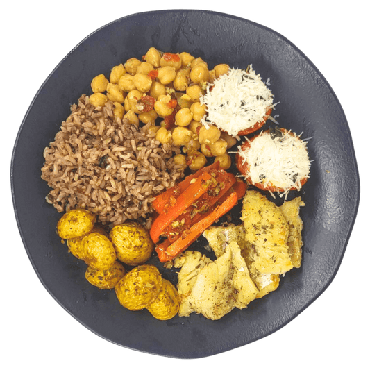 67 - Bacalhau Desfiado Dessalgado com Legumes e Grãos Refogados