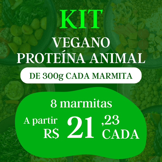 Kit Gourmet com Novos Veganos e Proteínas Nobres - 8 Marmitas de 300g cada