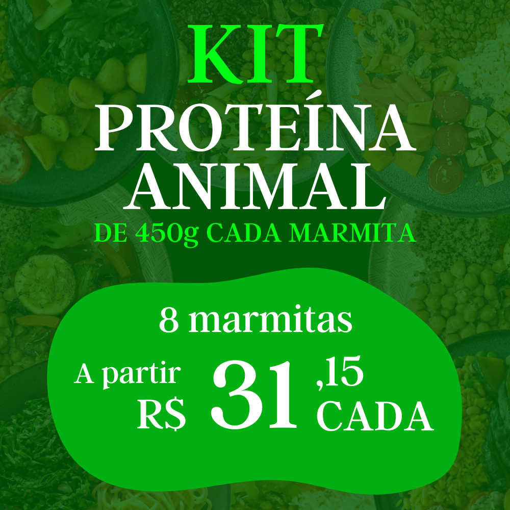 Super Kit Longevidade, 8 Marmitas de Proteína Premium - 450g cada