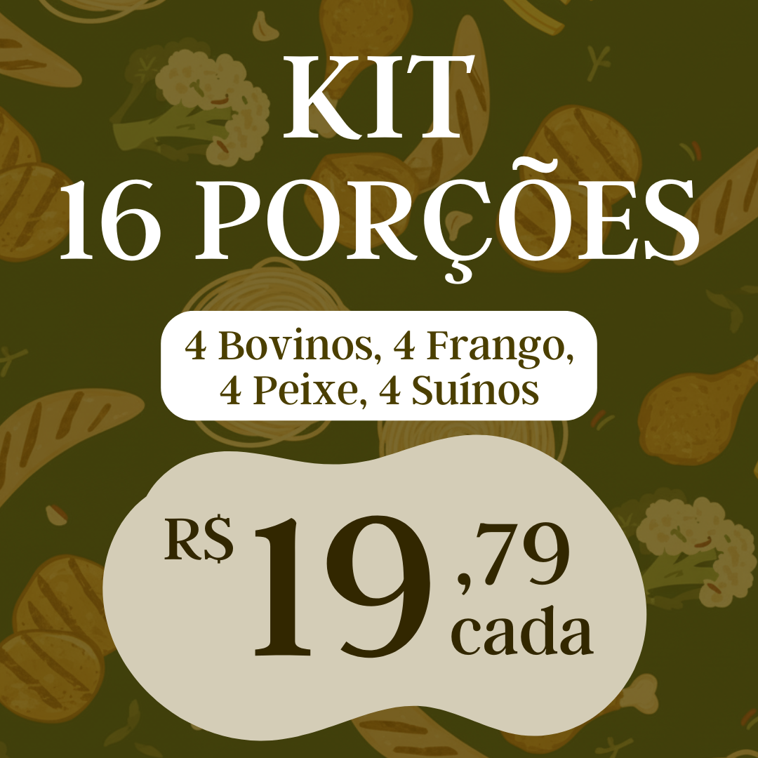 Kit 16 Porções de Proteína Animal Premium - 120g cada