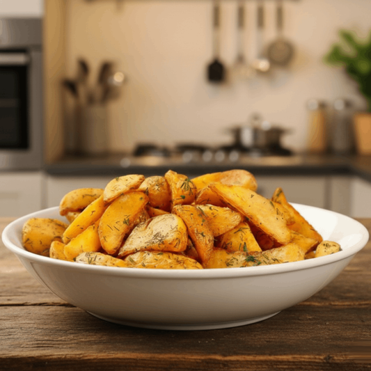 PB5 - Batata rústica com casca assada no forno com azeite de oliva extravirgem, sal do Himalaia, cúrcuma, orégano e tomilho