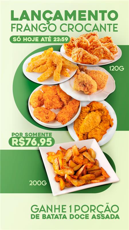 5 Porções de Frango Crocante Sem Fritura com Batata-Doce de Cortesia